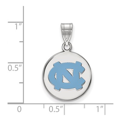 University of North Carolina Sterling Silver Medium UNC Tar Heels Enameled Disc Pendant – view 2