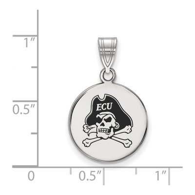 East Carolina University Sterling Silver Medium Pirates Enamel Disc Pendant – view 2