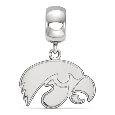 University of Iowa Sterling Silver Small Hawk Dangle Bead – view 2