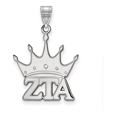 Zeta Tau Alpha Sterling Silver Medium Sorority Pendant