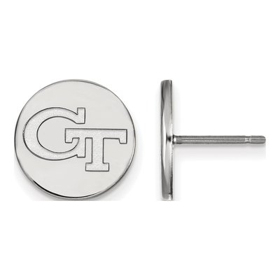 Georgia Institute of Technology Sterling Silver Tech G-T Disc Stud Earrings