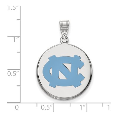 University of North Carolina Sterling Silver Large UNC Tar Heels Enameled Disc Pendant – view 2