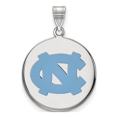 University of North Carolina Sterling Silver Large UNC Tar Heels Enameled Disc Pendant