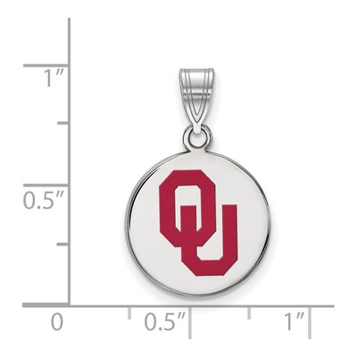 University of Oklahoma Sterling Silver Medium Sooners O-U Disc Pendant – view 2