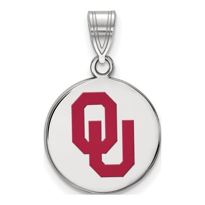 University of Oklahoma Sterling Silver Medium Sooners O-U Disc Pendant