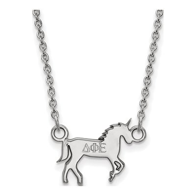 Delta Phi Epsilon Sterling Silver Sorority Symbol Extra Small Pendant Necklace