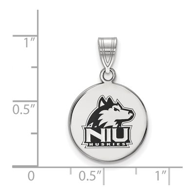 Northern Illinois University Sterling Silver Medium NIU Huskies Enamel Disc Pendant – view 2