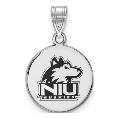 Northern Illinois University Sterling Silver Medium NIU Huskies Enamel Disc Pendant
