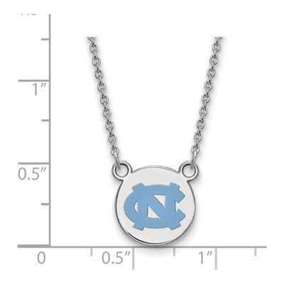 University of North Carolina Sterling Silver Small UNC Tar Heels Enamel Disc Necklace – view 2