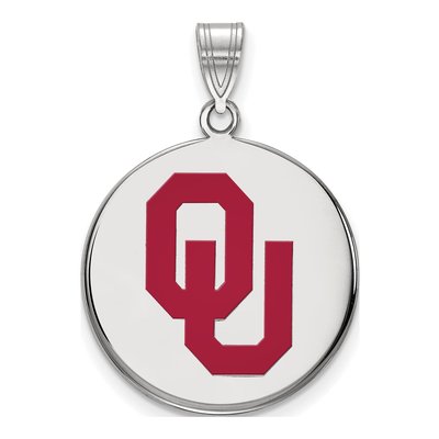 University of Oklahoma Sterling Silver Large Disc Pendant