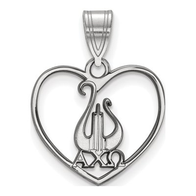 Alpha Chi Omega Sterling Silver Medium Heart Pendant