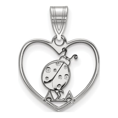 Alpha Sigma Alpha Sterling Silver Medium Heart Pendant