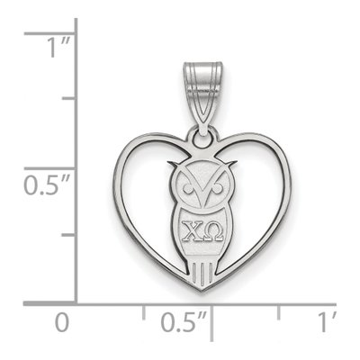 Chi Omega Sterling Silver Medium Heart Pendant – view 2