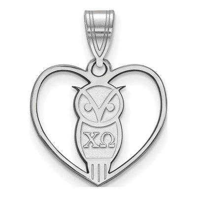 Chi Omega Sterling Silver Medium Heart Pendant
