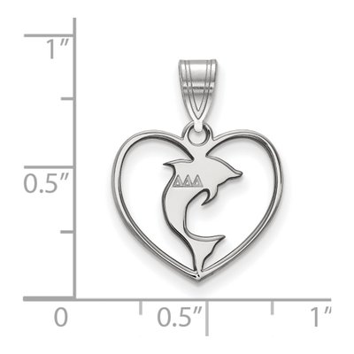 Delta Delta Delta Sterling Silver Medium Sorority Heart Pendant – view 2