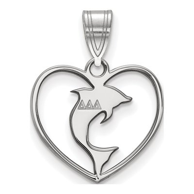 Delta Delta Delta Sterling Silver Medium Sorority Heart Pendant
