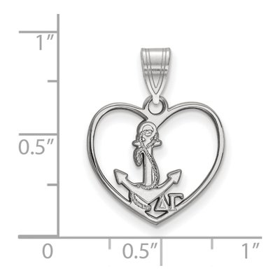 Delta Gamma Sterling Silver Medium Heart Pendant – view 2