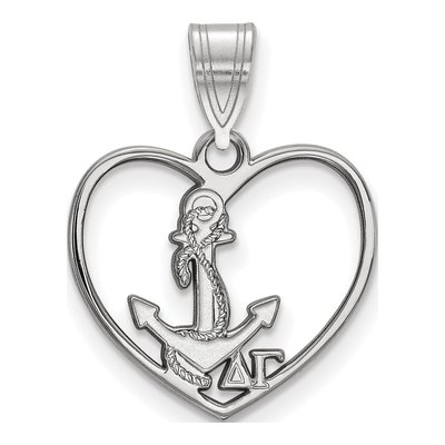 Delta Gamma Sterling Silver Medium Heart Pendant