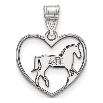 Delta Phi Epsilon Sterling Silver Medium Heart Pendant