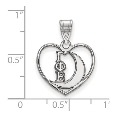 Gamma Phi Beta Sterling Silver Medium Heart Pendant – view 2