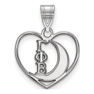 Gamma Phi Beta Sterling Silver Medium Heart Pendant