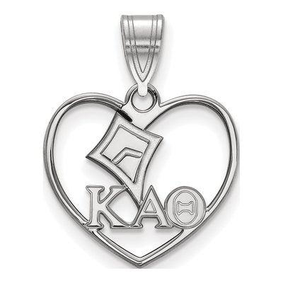 Kappa Alpha Theta Sterling Silver Medium Heart Pendant