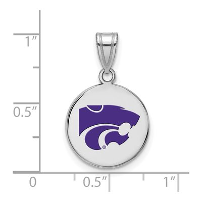 Kansas State University Sterling Silver Medium Wildcat Enamel Disc Pendant – view 2