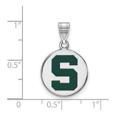 Michigan State University Sterling Silver Medium Enameled Disc Pendant – view 2