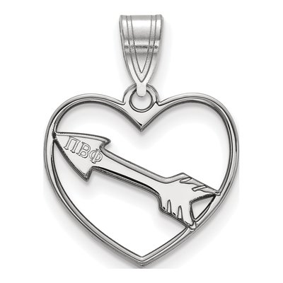 Pi Beta Phi Sterling Silver Medium Heart Pendant