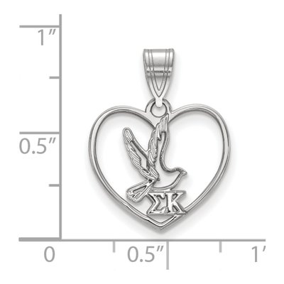 Sigma Kappa Sterling Silver Medium Sorority Heart Pendant – view 2