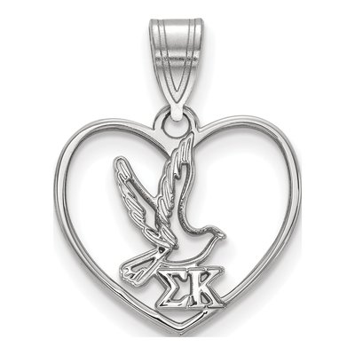 Sigma Kappa Sterling Silver Medium Sorority Heart Pendant