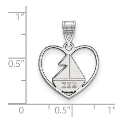 Sigma Sigma Sigma Sterling Silver Medium Heart Pendant – view 2
