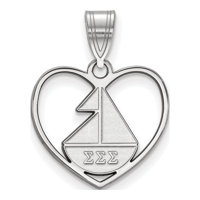 Sigma Sigma Sigma Sterling Silver Medium Heart Pendant
