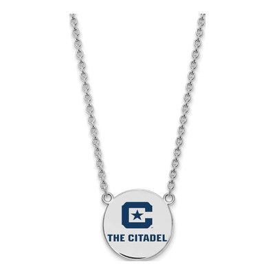 The Citadel Sterling Silver Large Enamel Pendant Necklace – view 2