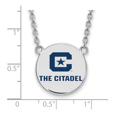 The Citadel Sterling Silver Large Enamel Pendant Necklace – view 3
