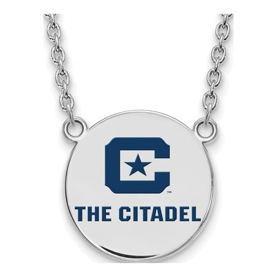 The Citadel Sterling Silver Large Enamel Pendant Necklace