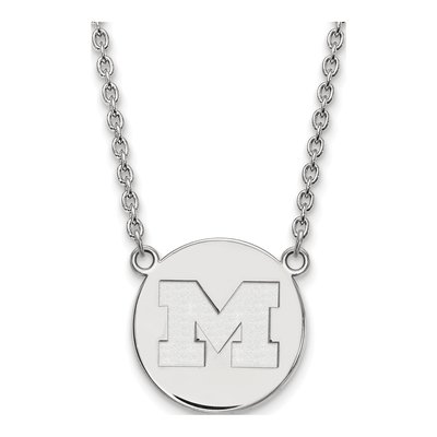 University of Michigan Sterling Silver Large Wolverines Letter M Necklace