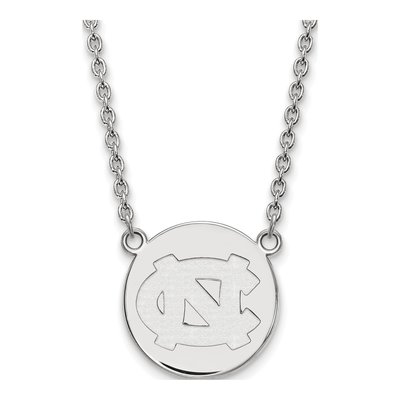 University of North Carolina Sterling Silver Large UNC Tar Heels Disc Necklace