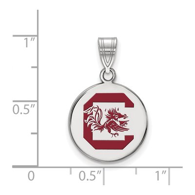 University of South Carolina Sterling Silver Medium Enamel Disc Pendant – view 2