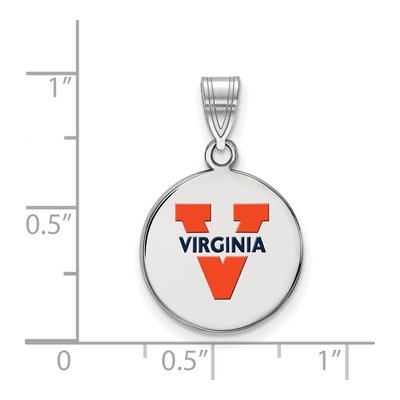 University of Virginia Sterling Silver Medium Enamel Disc Pendant – view 2