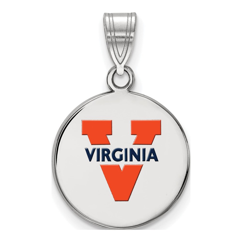 University of Virginia Sterling Silver Medium Enamel Disc Pendant