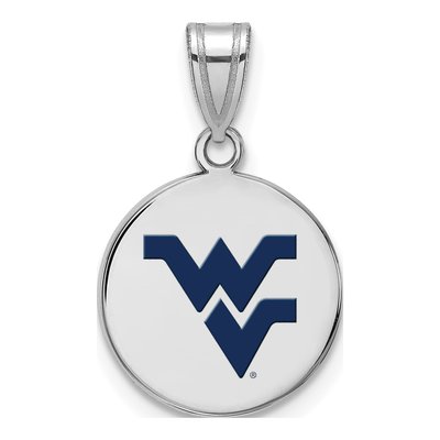 West Virginia University Sterling Silver Medium Enameled Disc Pendant