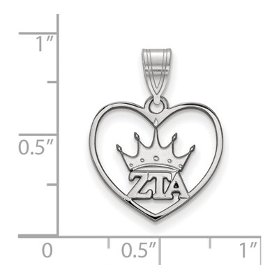 Zeta Tau Alpha Sterling Silver Medium Heart Pendant – view 2