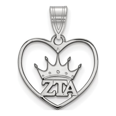 Zeta Tau Alpha Sterling Silver Medium Heart Pendant