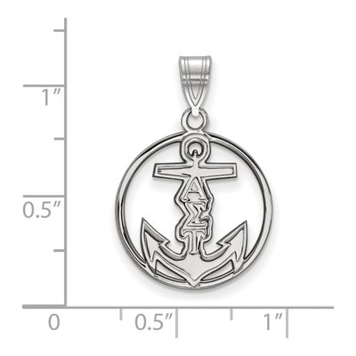 Alpha Sigma Tau Sterling Silver Sorority Symbol Medium Circle Pendant – view 2