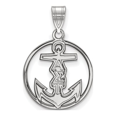 Alpha Sigma Tau Sterling Silver Sorority Symbol Medium Circle Pendant