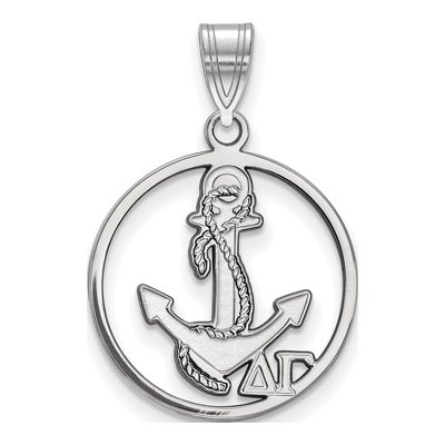 Delta Gamma Sterling Silver Medium Circle Pendant