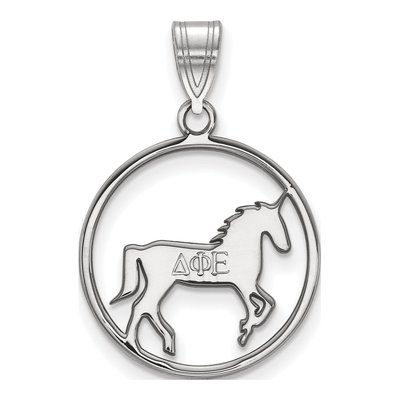 Delta Phi Epsilon Sterling Silver Sorority Symbol Medium Circle Pendant