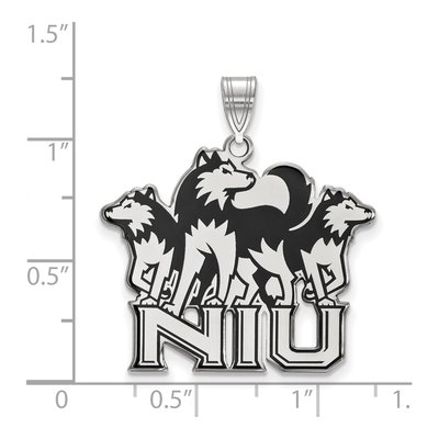 Northern Illinois University Sterling Silver NIU Huskies Extra Large Enameled Pendant – view 2