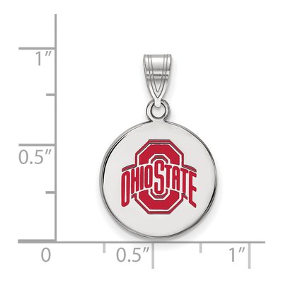 Ohio State University Sterling Silver Medium Buckeyes Enamel Disc Pendant – view 2